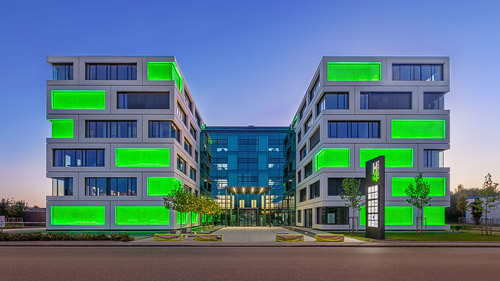 Architekturfotografie in Augsburg bei Nacht Aussenaufnahme